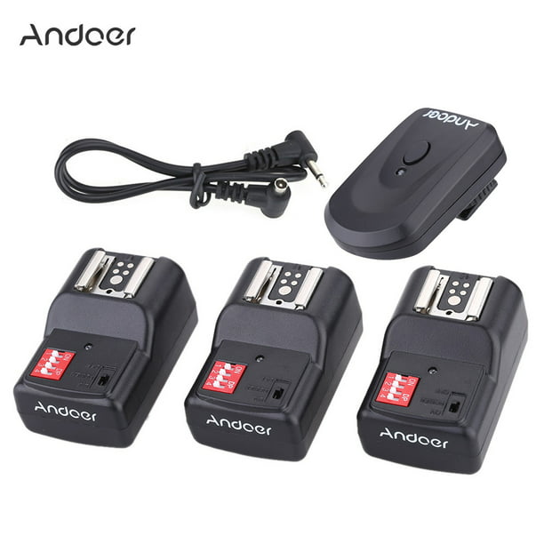 433MHZ Wireless Shutter Release Transceiver Kit with 1 Transmitter 3 Receivers 1 Sync Wire Cable for Canon/Nikon/Olympus/Pentax with Hot Shoe 16 Channel Wireless Flash Trigger Set 